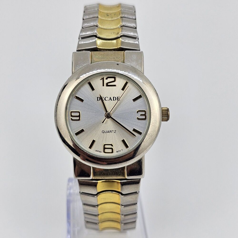 Decade Women's Watch 33MM Gray Dial Gray Gold Expandable Band‎ 6.5" New Battery